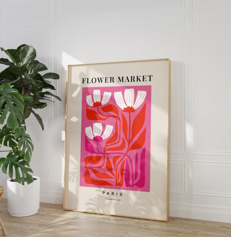 MODERN GALLERIVÄGG Set med 6 väggkonsttryck, studentrumsdekor för flickor, set med 6 tryck, alla hjärtans dag-tryckbart, alla hjärtans dag-dekor, Pink Matisse bild 6