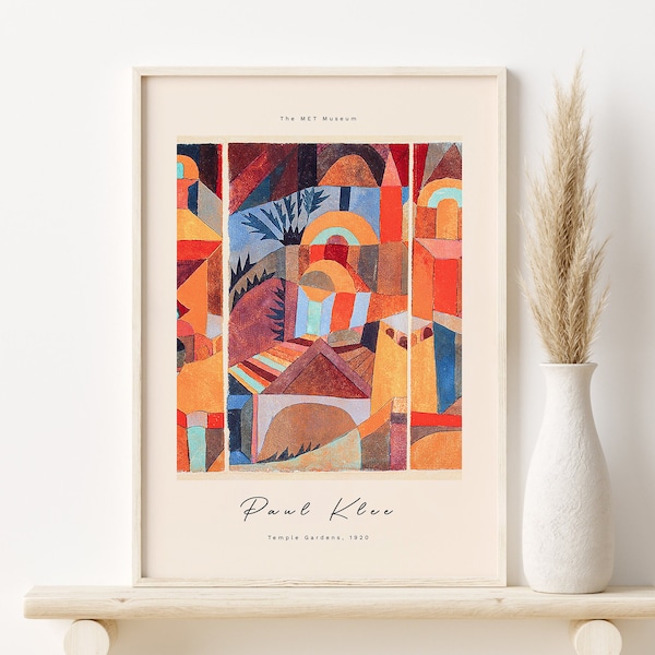 Paul Klee Temple Gardens 1920 Vintage Poster Colorful Art Print, paul klee temple gardens, Paul Klee Painting, Museum Exhibition Poster,