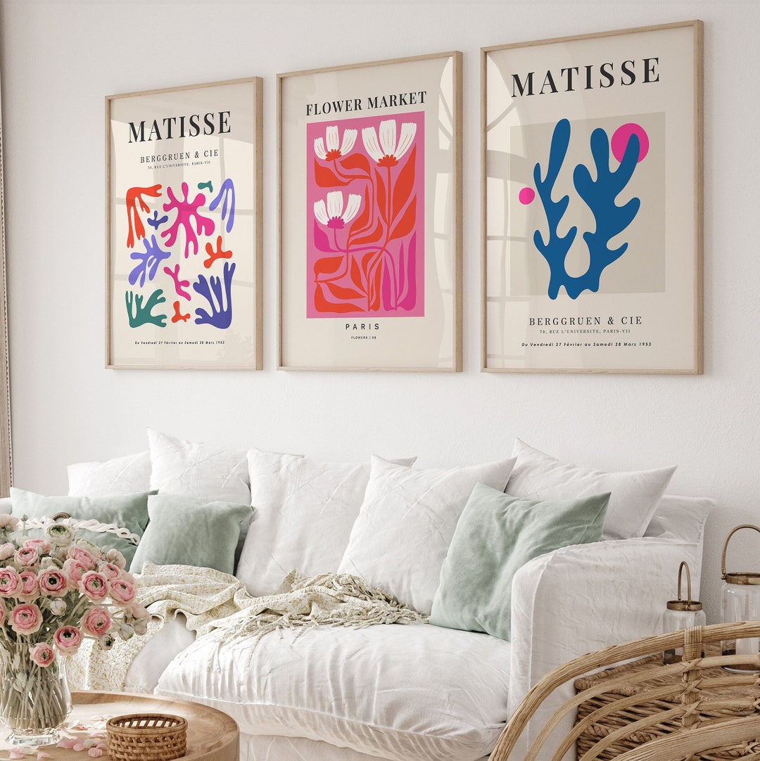 Blue Pink Wall Art Gallery Wall Art Paris Flower Market Etsy