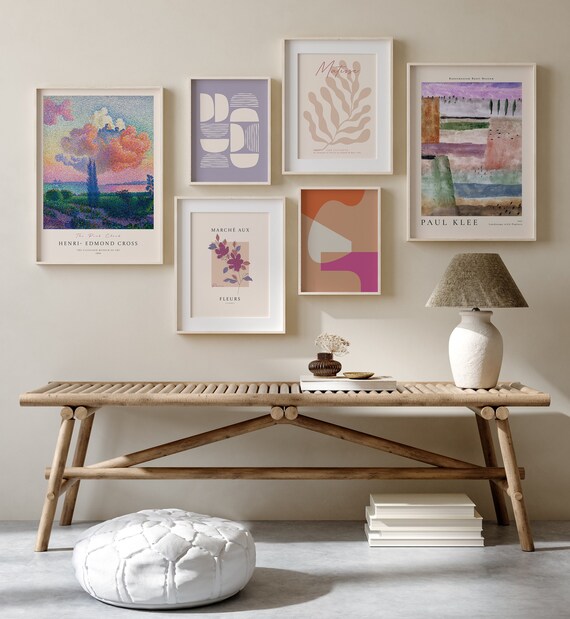 Trendy Gallery Set of 6 Wall Art Prints, set of 6 prints, Soft Pink Printable Wall Art Exhibition Poster Set gallery wall prints