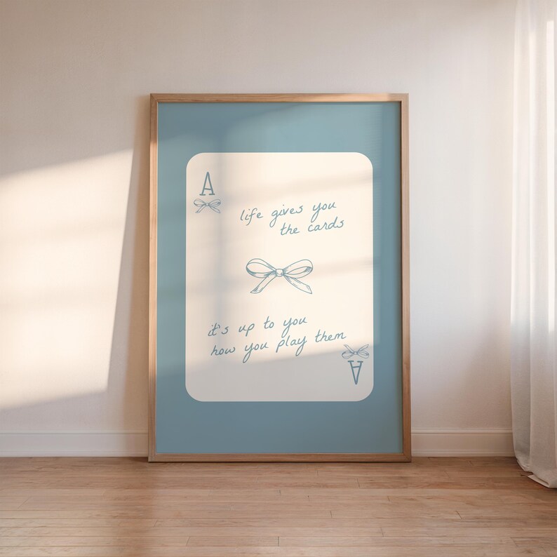 Trendy Blue Bows Wall Art Gallery Set of 3, Coastal Cowgirl Boots, coquette room decor, Girly Wall Art, lucky you wall art, preppy poster image 4
