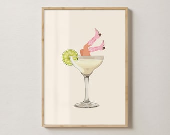 Cowgirl Cocktail Wall Art Print Pink Coastal Cowgirl Boots Aesthetic Wall Art Country Western Bar Cart Decor Preppy Wall Art cocktail poster