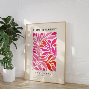 MODERN GALLERIVÄGG Set med 6 väggkonsttryck, studentrumsdekor för flickor, set med 6 tryck, alla hjärtans dag-tryckbart, alla hjärtans dag-dekor, Pink Matisse bild 9