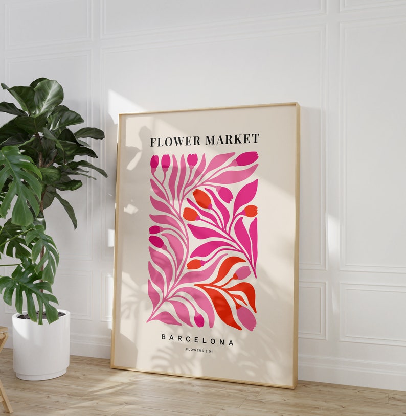 MODERN GALLERIVÄGG Set med 6 väggkonsttryck, studentrumsdekor för flickor, set med 6 tryck, alla hjärtans dag-tryckbart, alla hjärtans dag-dekor, Pink Matisse bild 9