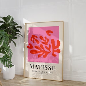 MODERN GALLERIVÄGG Set med 6 väggkonsttryck, studentrumsdekor för flickor, set med 6 tryck, alla hjärtans dag-tryckbart, alla hjärtans dag-dekor, Pink Matisse bild 5