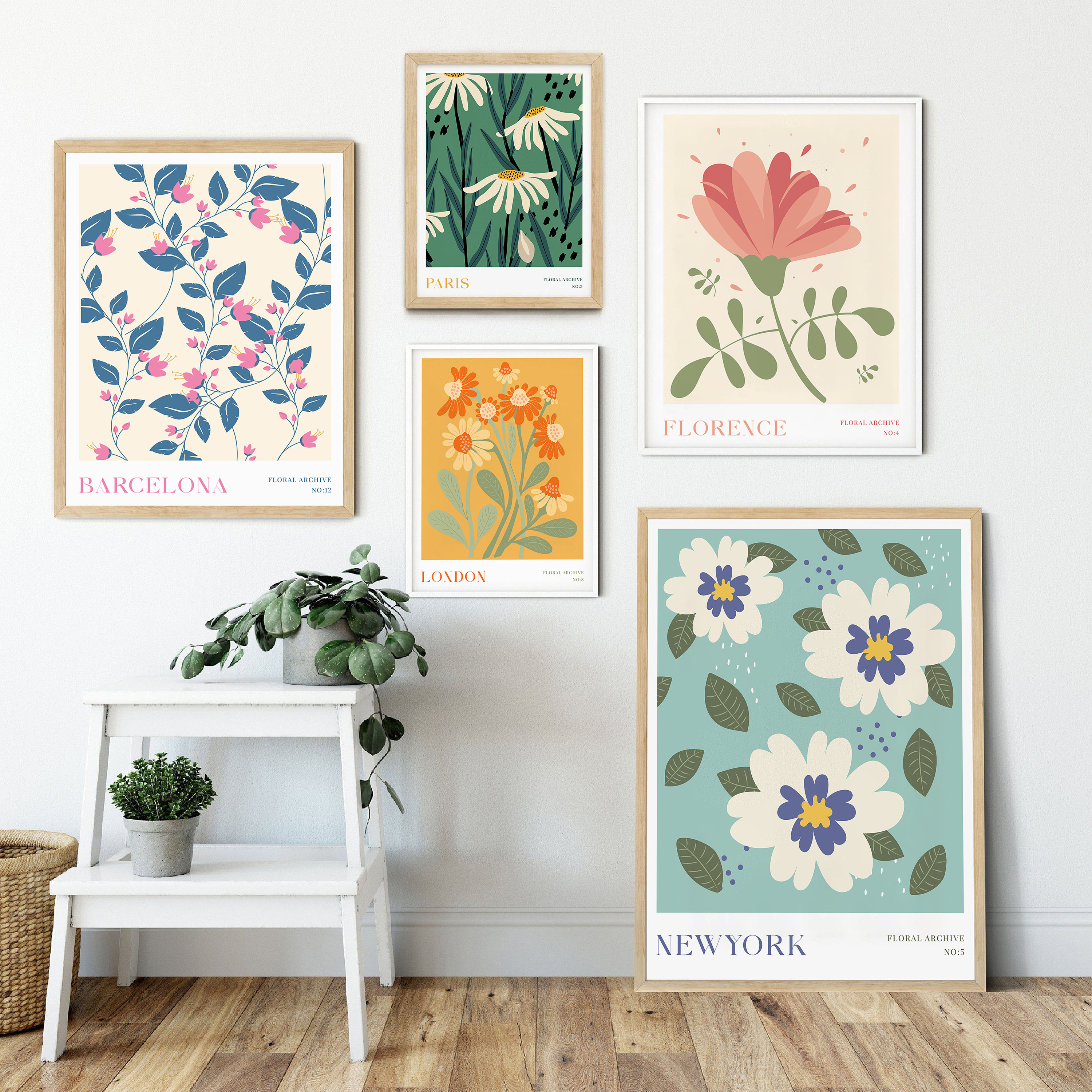 Flower Market Print Set of 12 Flower Gallery Wall Set Trendy Floral ...