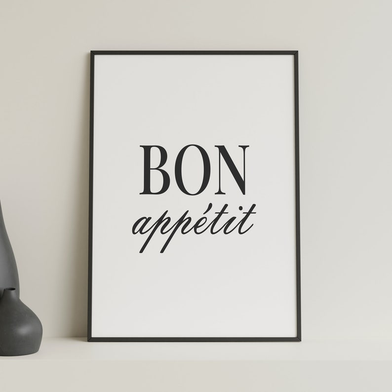 Bon Appetit Poster, Modern French Quote Poster, Aesthetic Kitchen Decor ...