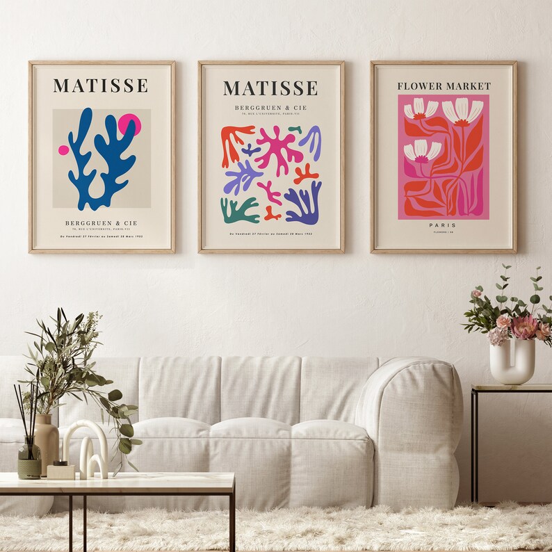 Blue Pink Wall Art Gallery Wall Art Paris Flower Market Etsy