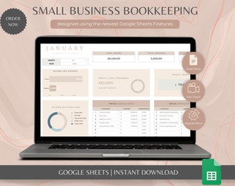 Small Business Bookkeeper Template- Business Finance Sheets |Profit |loss| Income& Expense|Tracker Accounting spreadSheets for google sheets