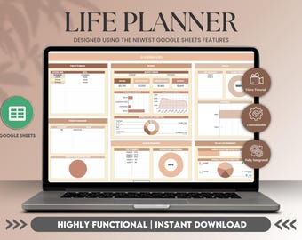 Life Planner Google Sheets Planner, Daily Schedule Task And Habit Tracker, Life organizer ,Workout tracker ,To Do List Template Calendar