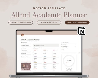 All In One Academic Planner, Student Notion Template, School Planner, Notion Dashboard, Aesthetic Notion Planner,Aesthetic College Planner