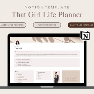 That Girl  Planner Notion Template,ADHD Notion Planner,Life Notion Dashboard,Life Habit Tracker,That Girl Notion Planner,Notion Life Planner