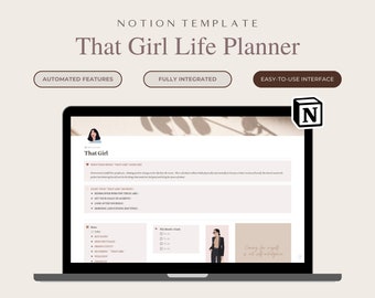 That Girl Notion Template, ADHD Life Planner with Habit Tracker & Monthly Pages