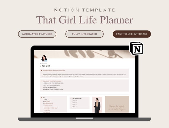 That Girl  Planner Notion Template,ADHD Notion Planner,Life Notion Dashboard,Life Habit Tracker,That Girl Notion Planner,Notion Life Planner