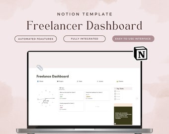 Freelancer Business Dashboard, CRM Client Tracker, Project Management, Freelance Bookkeeping , Notion Template For Freelancer