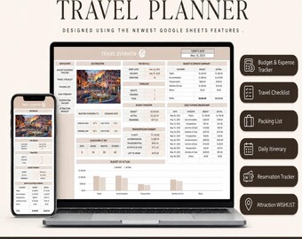 Google Sheets Travel Planner, Itinerary, Budget Tracker (Digital Download)