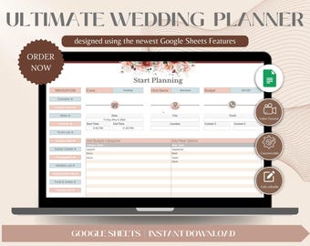 Wedding Planner Spreadsheet, Google Sheet with Budget Tracker, Guest List, Itinerary & Honeymoon Plan