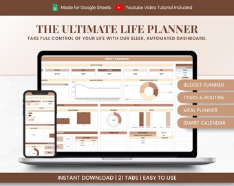 Life Planner Spreadsheet: Budget, Goals, Habits, Calendar (Google Sheets)