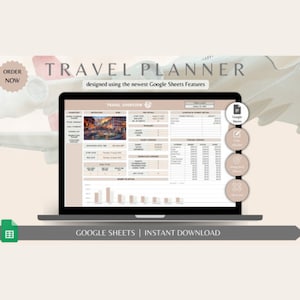 Spreadsheet reisplanner, Google Spreadsheets, Reisschema, Vakantiebudgettracker, Reisschema, Paklijst, Checklist, Bucketlist