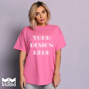Crunchberry Mockup Comfort Colors Boho Mockup C1717 Mockup Oversized Pink Shirt Mockup Model Mockup Trendy Aesthetic Mock for WomenMockup