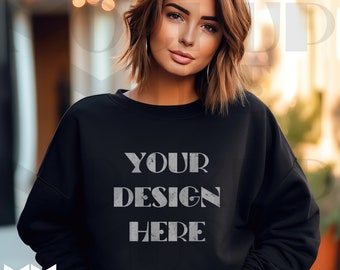 ブラック ギルダン 18000 モックアップ ブラック スウェットシャツ モックアップ ブラック セーター モックアップ 女性用 モックアップ ブラック クルーネック モックアップ 特大 モックアップ アウトドア
