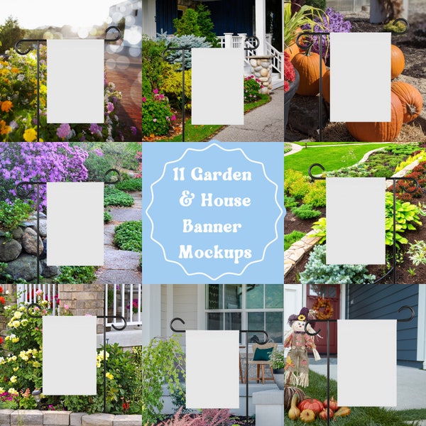 Garden And House Banner Mockup Bundle Garden Flag Mockup Garden Flag Mock Up Instant Digital Download Garden Flag Designs