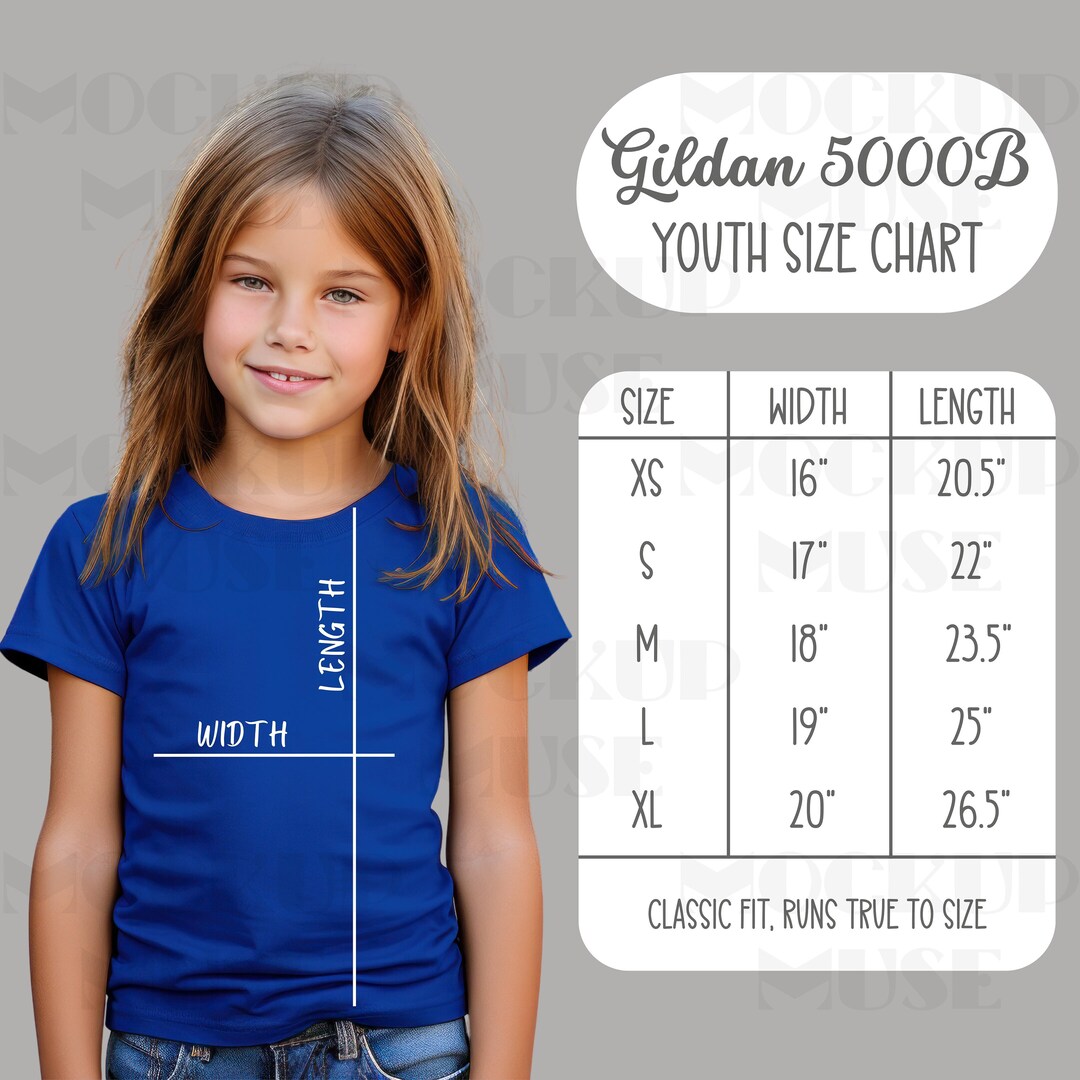Gildan 5000B Size Chart Gildan 5000B Youth Size Chart Kids Size Chart 