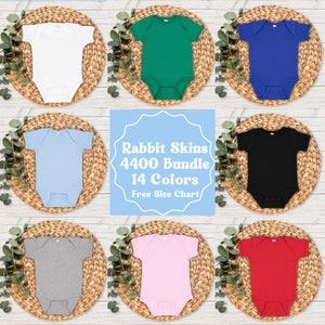 Rabbit Skins 4400 Infant Fine Jersey Bodysuit Mockup Bundle 4400 Mockup Bundle Rabbit Skins 4400 Mock up Bundle Baby Mockup Free Size Chart