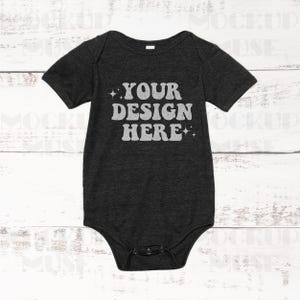 Dark Grey Heather Bella Canvas 100B Infant Bodysuit Mockup Bella Canvas One Piece Bodysuit Mockup Infant Shirt Flatlay Mockup Boho Mockup