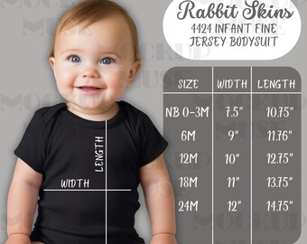 Rabbit Skins 4424 Size Chart Infant Bodysuit Sizing Guide Rabbit Skins Bodysuit Baby Size Chart Rabbit Skins Infant Mockup Baby Size Chart