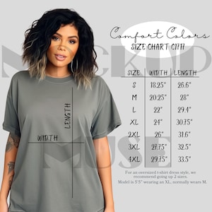 Comfort Colors Size Chart Unisex Comfort Colors Size Chart Oversized Size Chart C1717 Size Chart Comfort Colors Mockup Gildan Black Model