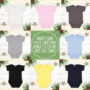 Rabbit Skins 4424 Infant Fine Jersey Bodysuit Mockup Bundle, 4424 Christmas Mockup Bundle, Rabbit Skins Mock up Bundle, Baby Mockup, Sizing