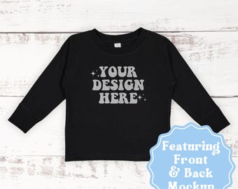 Black Rabbit Skins 3302 Toddler Long Sleeve Tee Mockup 3302 Mockups Rabbit Skins Mock up Boho Baby Mockups Toddler Shirt Bundle Front Back