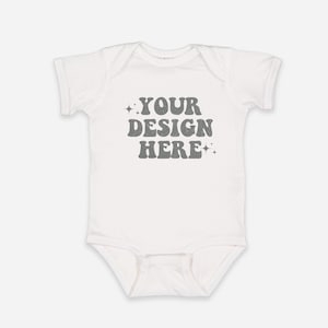 White Rabbit Skins 4424 Infant Fine Jersey Bodysuit Mockup, 4424 Mockup White, White Rabbit Skins Mock up Bundle, Simple Baby Mockup White