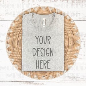 Athletic Heather Bella Canvas 3001 Flatlay Mockup Flat Grey TShirt Mockup 3001 Bella Canvas Mockup Boho Mockup Trendy Mockup Styled Mock Up
