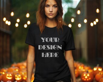 Gildan 5000 Mockup Schwarz Gildan 5000 Mockup Gildan 5000 Halloween Mockup Schwarz Herbst Mockup Tshirt Mockup T-Shirt Modell Mock up Trendy Mock