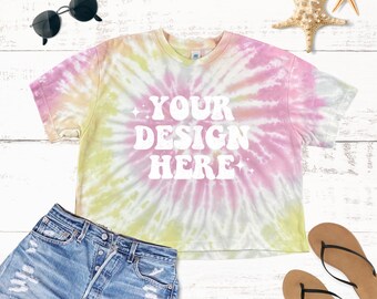Maquete Colortone 1050, maquete de rosa do deserto, maquete de tie-dye, maquete de top crop, maquetes de camisa tie-dye, maquete plana, 1050 maquetes Boho