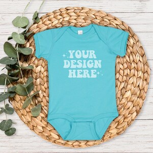 Caribbean Rabbit Skins 4424 Infant Fine Jersey Bodysuit Mockup, 4424 Mockup, Rabbit Skins Mockup, Boho Baby Mockups, Bodysuit Flatlay Mockup