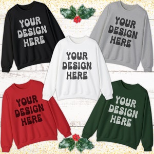 Gildan 18000 Group Mockup Christmas Sweatshirt Group Mock up Crewneck Christmas Mockup Gildan 18000 Flatlay Mock Ups