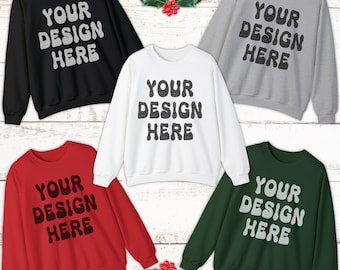Gildan 18000 Group Mockup Christmas Sweatshirt Group Mock up Crewneck Christmas Mockup Gildan 18000 Flatlay Mock Ups