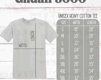 Gildan 5000 Size Chart Gildan 5000 Unisex Sizing Chart Mockup 5000 Gildan TShirt Sizing TShirt Mockup G500 Size Guide Size Chart Mockup