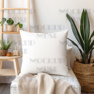 Square Pillow Mockup White Pillow Mockup Boho Throw Pillow Mockup Blank Pillow Mock Up Accent Pillow Mockup Pillow PNG Digital Download File