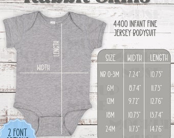 Rabbit Skins 4400 Size Chart Infant Bodysuit Sizing Guide Rabbit Skins Bodysuit Baby Size Chart Rabbit Skins Infant Mockup Baby Size Chart