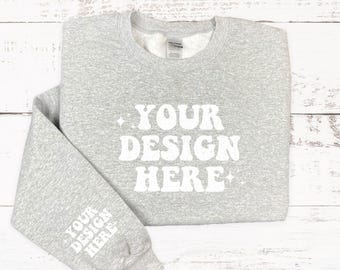 Gildan 18000 Sleeve Mockup Sport Grey Gildan Boho Flat lay Mockup Sweatshirt Sleeve Mockup Sport Grey Sweatshirt Sleeve Mock Up Styled
