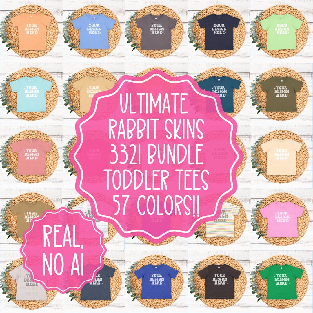 Rabbit Skins 3321 Toddler Fine Jersey Tee Mockup Bundle, 3321 Mockup ...