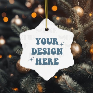 Snowflake Ornament Mockup Snowflake Ceramic Ornament Mockup Christmas Mockup Blank Christmas Ornament Mockup Bundle Tree Ornament Mockups