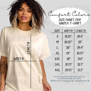 Comfort Colors 1717 Size Chart Comfort Colors Size Chart Oversized Size Chart C1717 Size Chart Comfort Colors Mockup Gildan Black Model