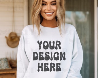 Comfort Colors 1566 White Mockup Comfort Colors White Crewneck Mock Up Comfort Colors Sweatshirt Mockup CC1566 White Sweatshirt Mockup 1566
