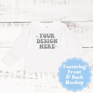 White Rabbit Skins 3302 Toddler Long Sleeve Tee Mockup 3302 Mockups Rabbit Skins Mock up Boho Baby Mockups Toddler Shirt Bundle Front Back