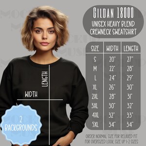 Gildan 18000 Size Chart G18000 Size Chart Sweatshirt Size Chart Mockup Sweater Mock up 18000 Size Guide Crewneck Mock Ups POD Mockups